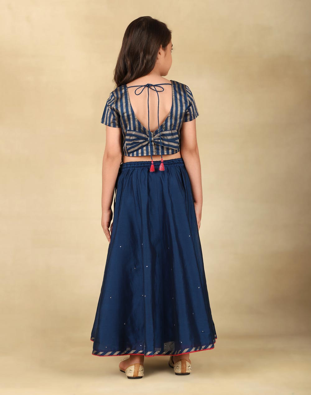 Navy Cotton 3pc Lehenga Set