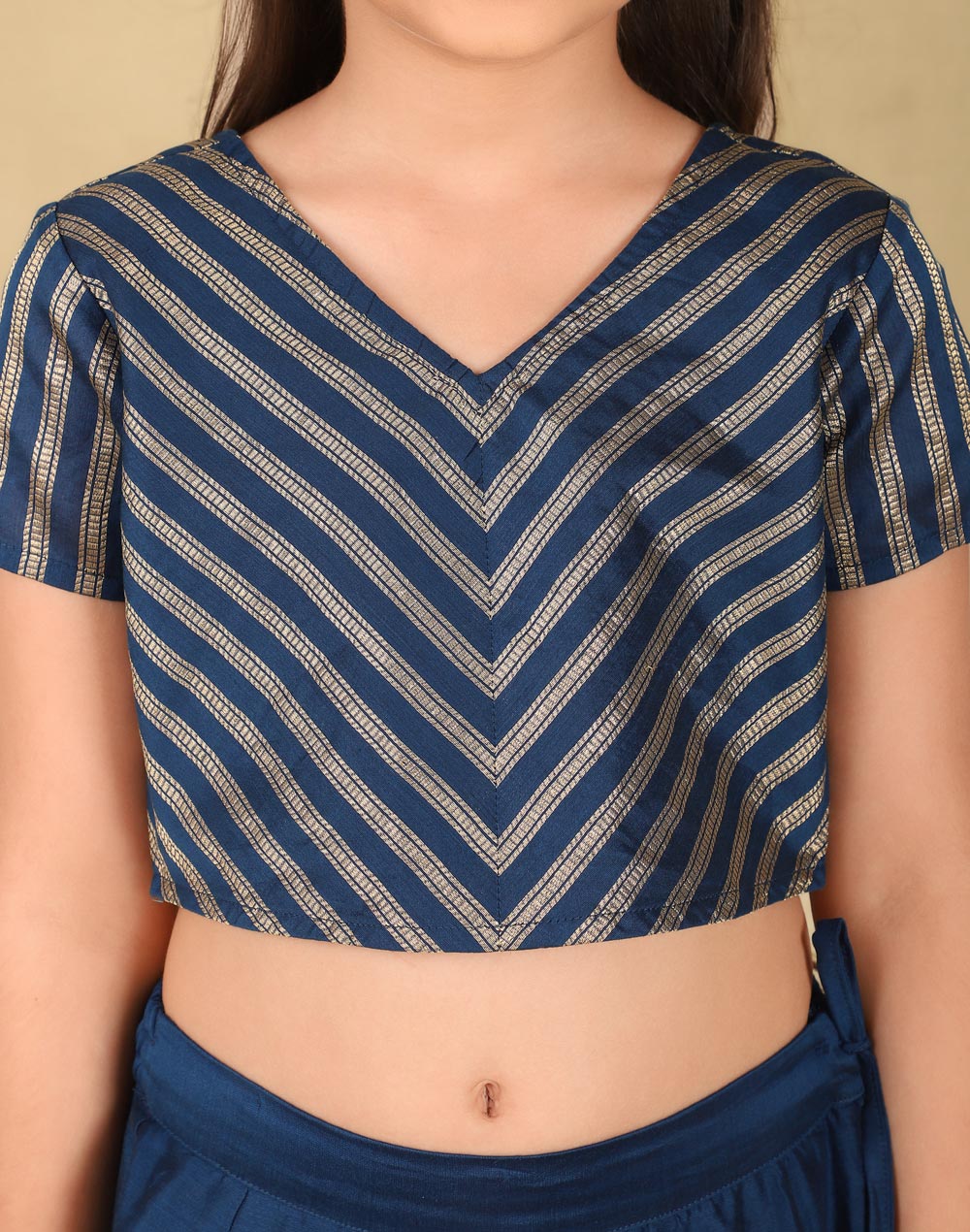 Navy Cotton 3pc Lehenga Set