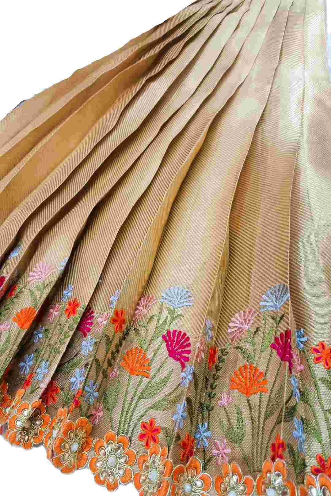 Elegant Gold Floral Embroidered Kids Gown – Festive & Party Wear