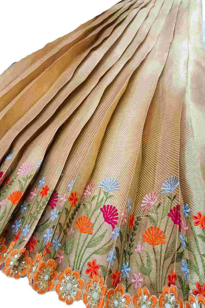 Elegant Gold Floral Embroidered Kids Gown – Festive & Party Wear