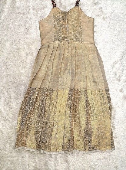 Elegant Tissue Fabric Frock with Hand Embroidery – Bird Motif